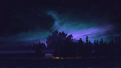 夜空极光 极光 夜景 星空 4K