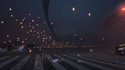 夜晚的烟花桥 夜晚 烟花 桥梁 4K