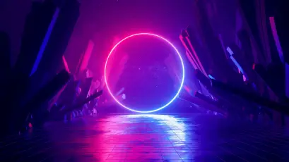 霓虹灯下的未来隧道 赛博朋克 霓虹灯 科幻 4K