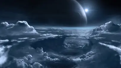 星空云海奇观 宇宙景观 科幻风格 蓝灰色调 4K