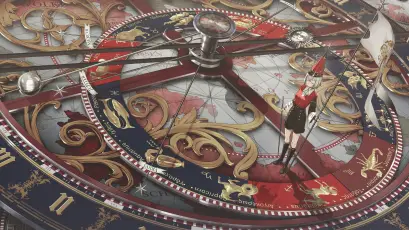 奇幻时钟与角色 奇幻 时钟 复古 4K