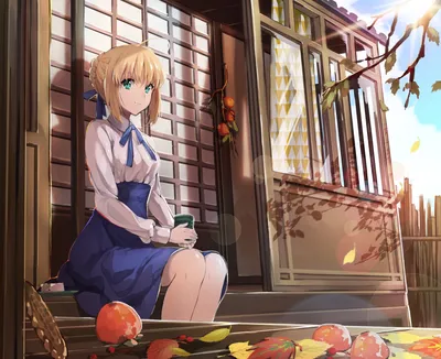 秋日午后 动漫风格 金发少女 温暖阳光 1080P