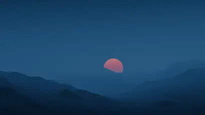 暮色山峦与红日 日落 山脉 剪影 4K