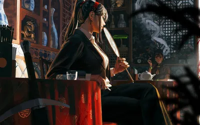 古风茶室 古风 茶室 女性 4K