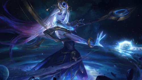 星界女巫施法 奇幻场景 魔法主题 蓝色调 4K