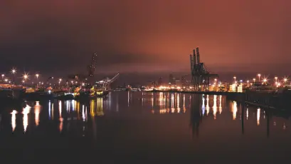 夜幕下的港口灯火 港口 夜景 灯光 1080P
