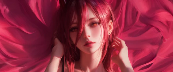 粉红梦境中的少女 梦幻场景 动漫风格 粉红色调 2K