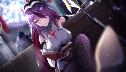 紫发少女读书记 动漫 幻想 紫色 4K