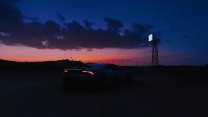 暮色中的跑车 黄昏 跑车 剪影 4K