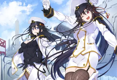 未来都市中的双人制服 未来都市 动漫风格 白色制服 2K