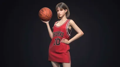 篮球少女写真 篮球 写真 红色 4K