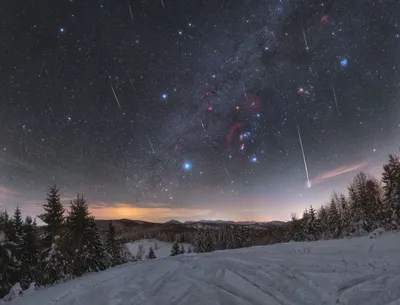 星空下的雪地 夜景 星空 雪地 1080P