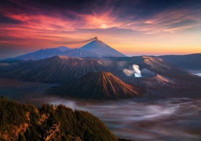 火山日出 火山 日出 山脉 1080P
