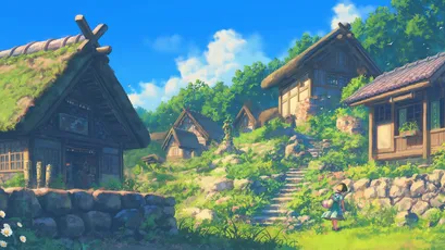 乡村夏日风光 乡村 夏日 风景画 4K