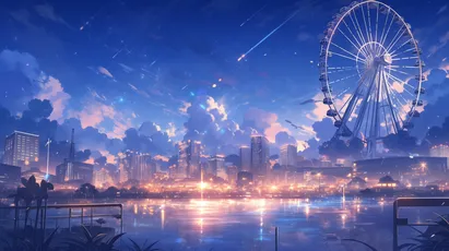 梦幻城市夜景 城市 夜晚 摩天轮 8K