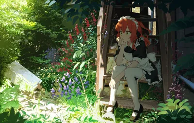 夏日花园中的宁静时刻 花园 动漫风格 绿色植物 4K