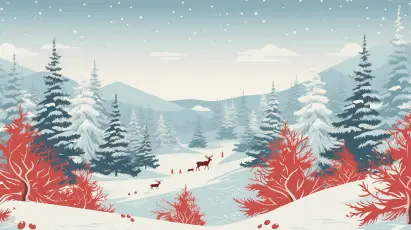 雪夜森林 冬季 雪景 森林 2K