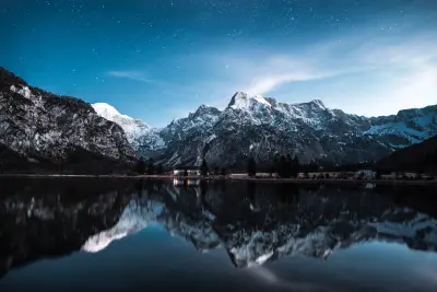 雪山倒影 自然风光 夜晚 星空 4K