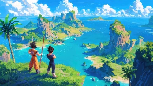 龙珠海岛风光 动漫 龙珠 海岛 4K