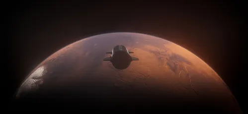 火星上的太空飞船 太空探索 红色星球 科幻风格 2K