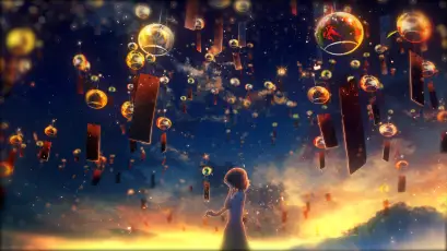 梦幻泡泡夜 幻想 夜景 泡泡 2K