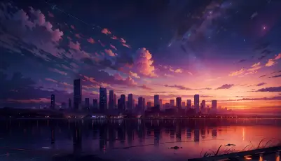 城市黄昏 城市 黄昏 天空 4K