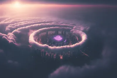 云中神秘之眼 科幻 宇宙 紫色光晕 2K