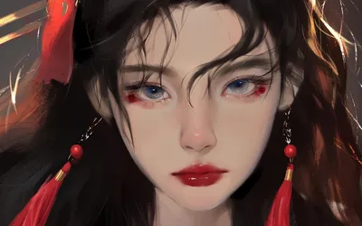 红妆美人 古风 动漫 红色 4K