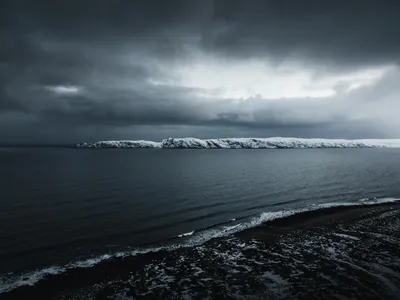 暗云下的海岸 海岸 雪景 阴天 4K