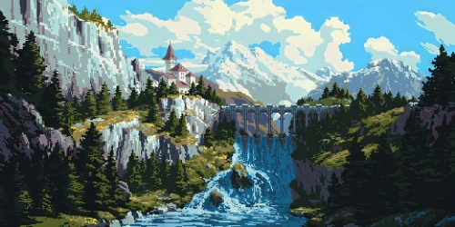 雪山瀑布 雪山 瀑布 森林 1080P
