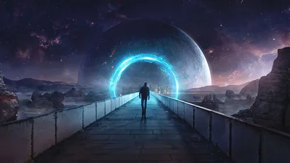 未来科幻走廊 未来 科幻 蓝色 4K