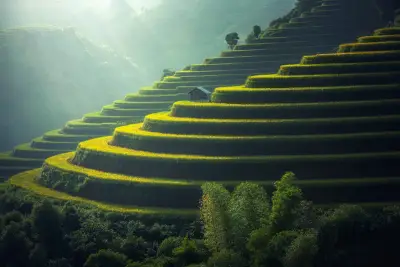 阳光下的梯田 梯田 山水 自然风光 8K