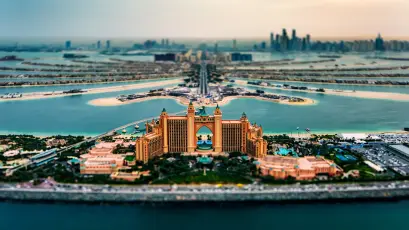 迪拜棕榈岛全景 城市景观 海滨建筑 热带风光 1080P