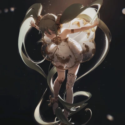 丝带环绕的梦幻少女 动漫少女 幻想风格 动态构图 4K