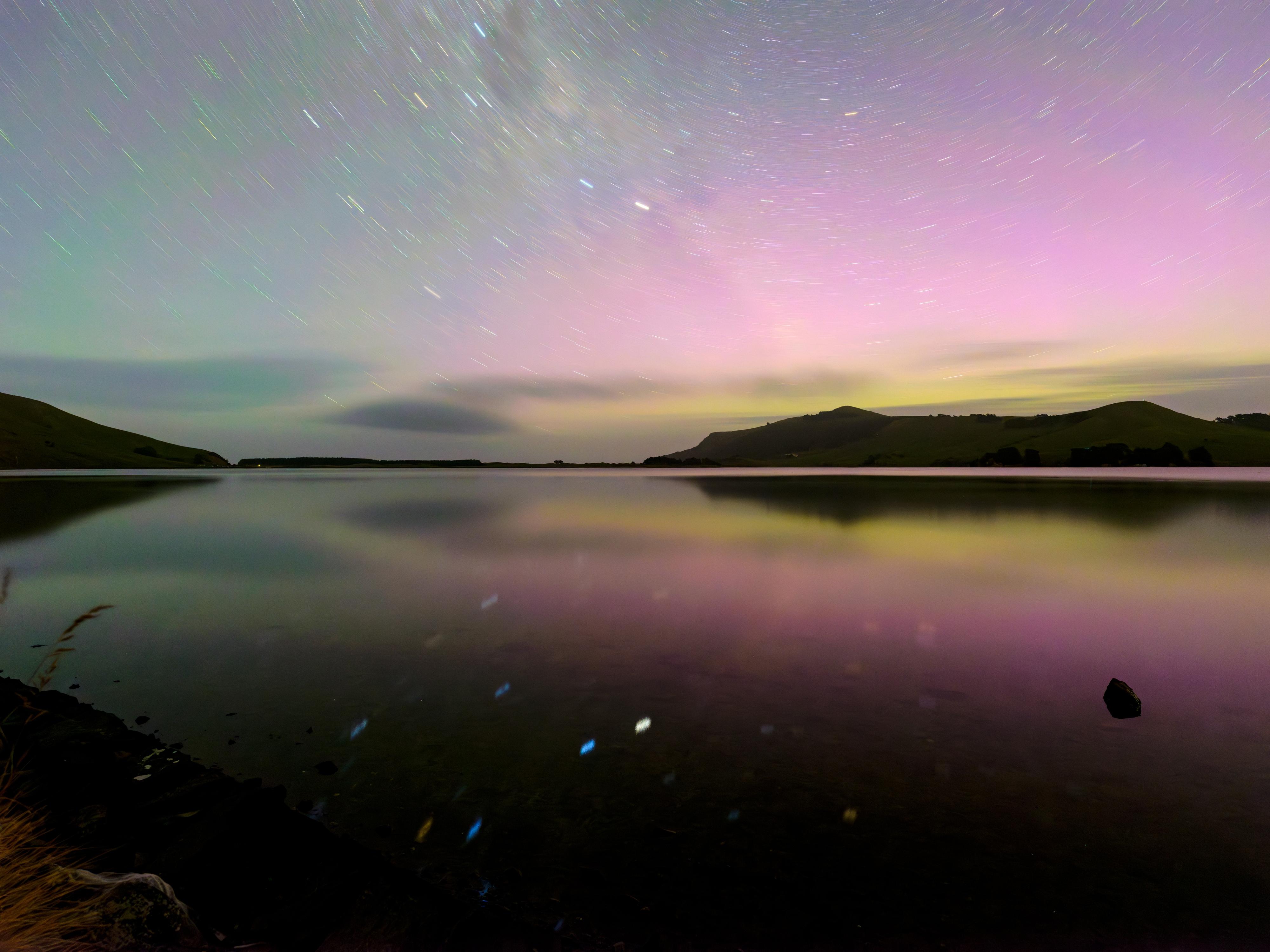 梦幻星轨湖景 夜景 星轨 湖泊 4K