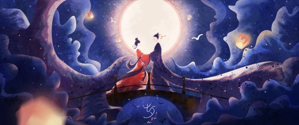云端之上的月夜 插画 梦幻 夜空 2K