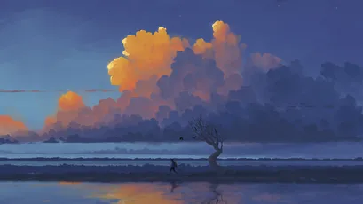 海边黄昏 海边 黄昏 云彩 1080P