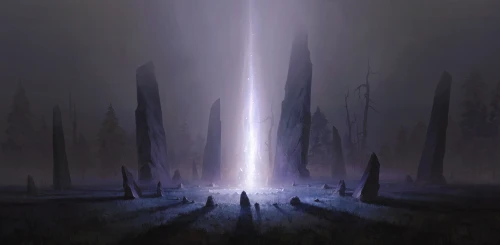 神秘光柱的石林 石林 神秘 光柱 2K