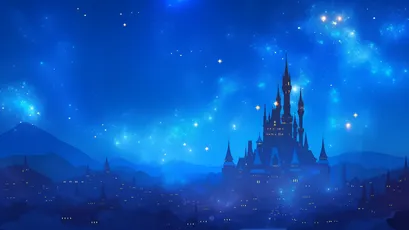 梦幻城堡夜景 城堡 夜晚 星空 4K