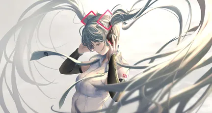 飘逸的银发少女 动漫风格 银发角色 白色背景 8K