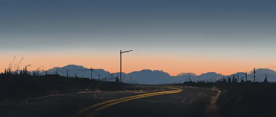 黄昏公路 公路 黄昏 山脉 4K
