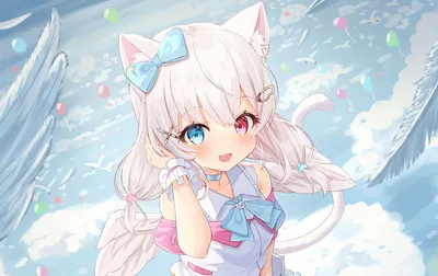 梦幻的猫耳女孩插画 卡通 幻想 粉色 4K