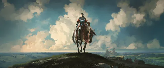 骑士登高望远 骑士 马匹 风景 4K