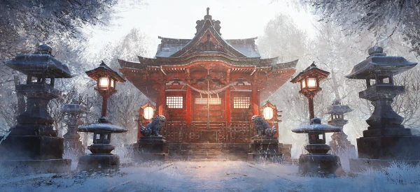 冬日雪景中的传统建筑 冬季 雪景 传统建筑 4K
