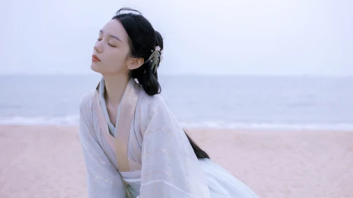 海边古风女子 海边 古风 女性 4K