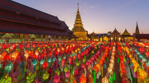 泰国寺庙灯笼节 泰国 寺庙 灯笼 4K